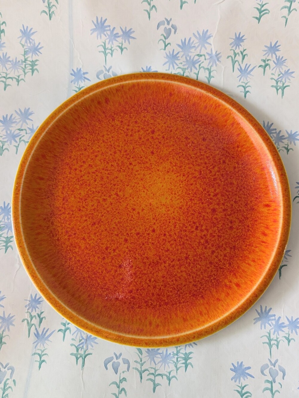 Williams Sonoma Jars France Cantine Dinner Plate Orange Crackle Stoneware Mod